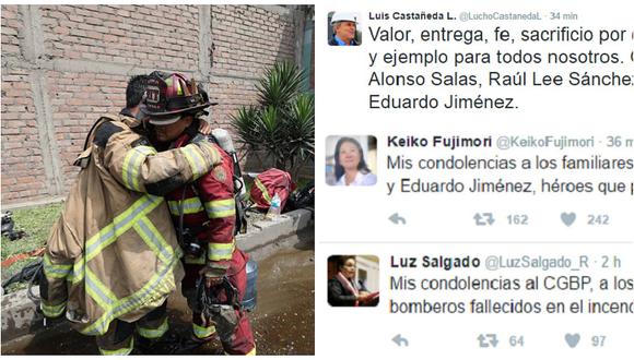 Incendio en El Agustino: Políticos se suman a condolencias por muerte de bomberos 