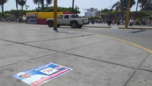 Chimbote: Sancionan a candidato que llenó veredas con publicidad (FOTO)
