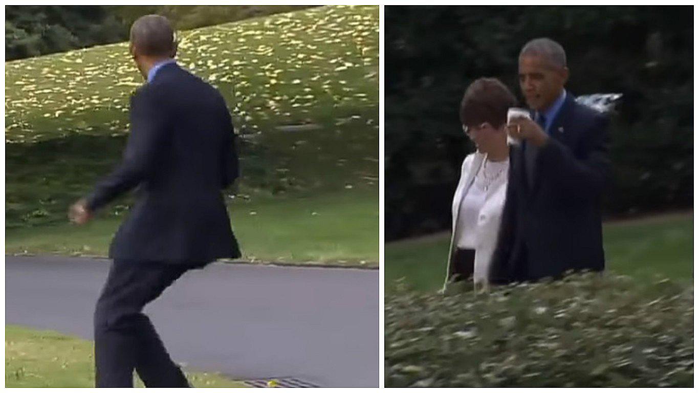 Barack Obama olvida su celular y regresa corriendo (VIDEOS)