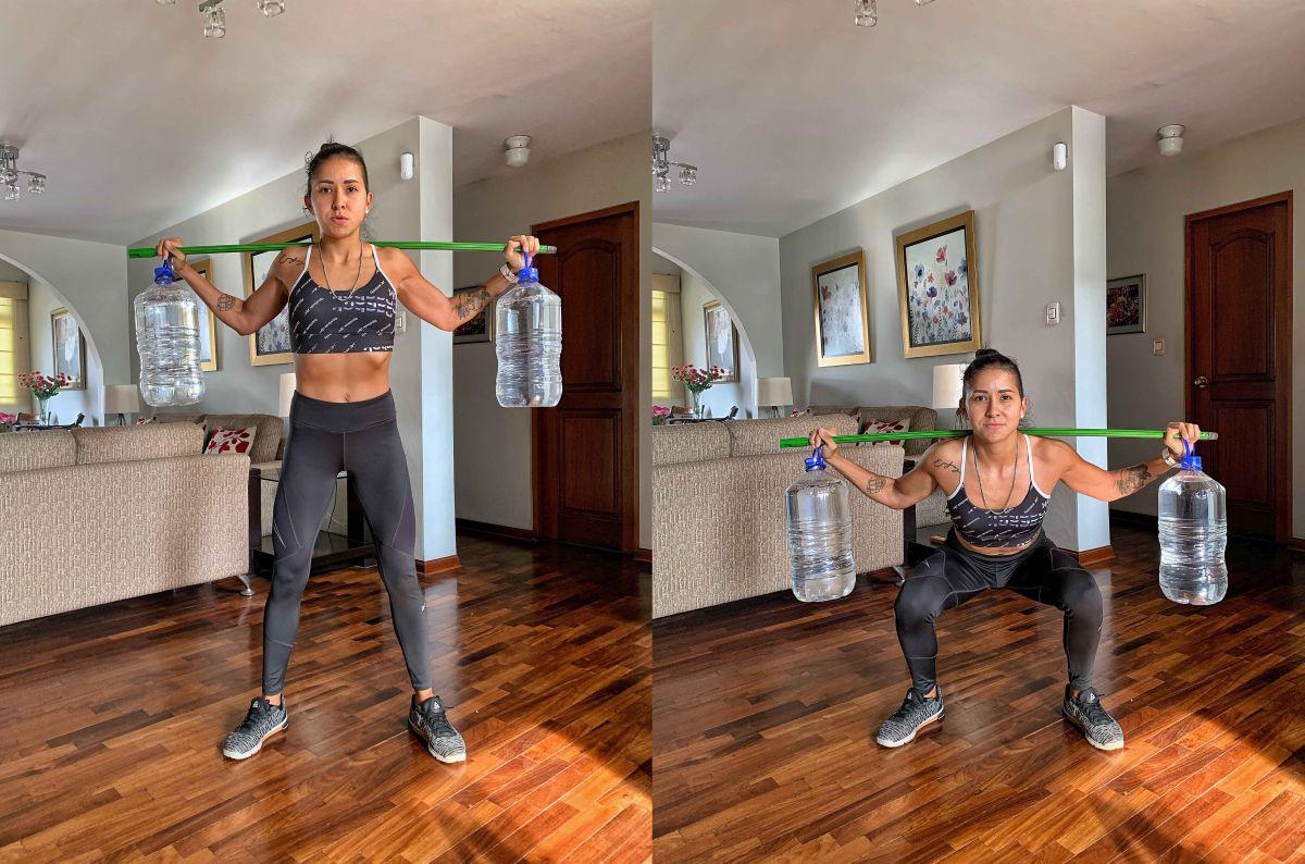 Las sentadillas son ideales para aumentar la fuerza de las piernas y así las puedes realizar en casa. (Foto: Silvia Navarro)