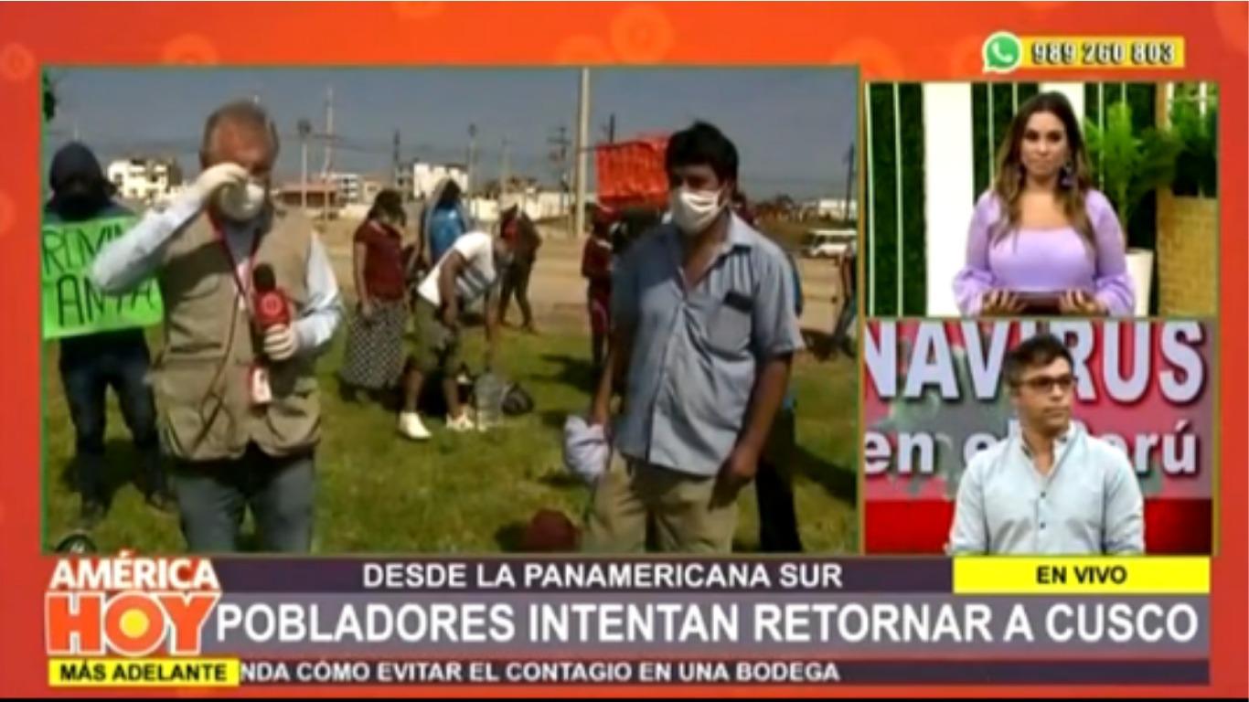 Gunter Rave, reportero de América Televisión, no evitó derramar algunas lágrimas por la pregunta de la hija de Gisela Valcárcel. Foto: América Televisión