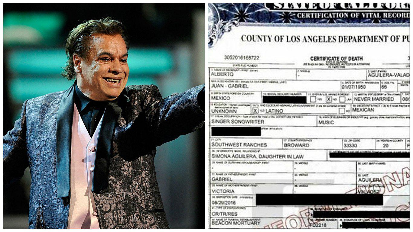 Juan Gabriel: Publican certificado de defunción y este fue el principal factor de su muerte 