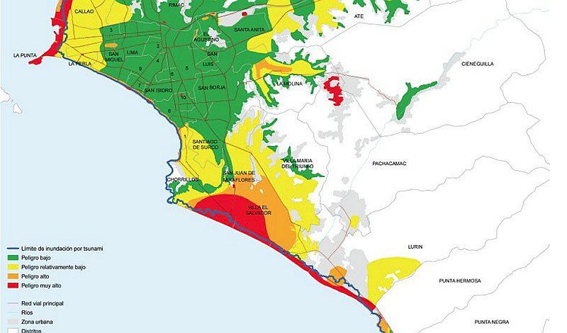 Mapa con las zonas de más riesgo en distritos de Lima ante un sismo 