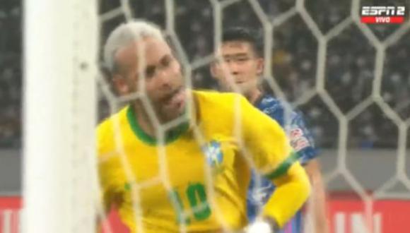 Gol de Neymar para el 1-0 de Brasil vs. Japón: (Captura: ESPN)