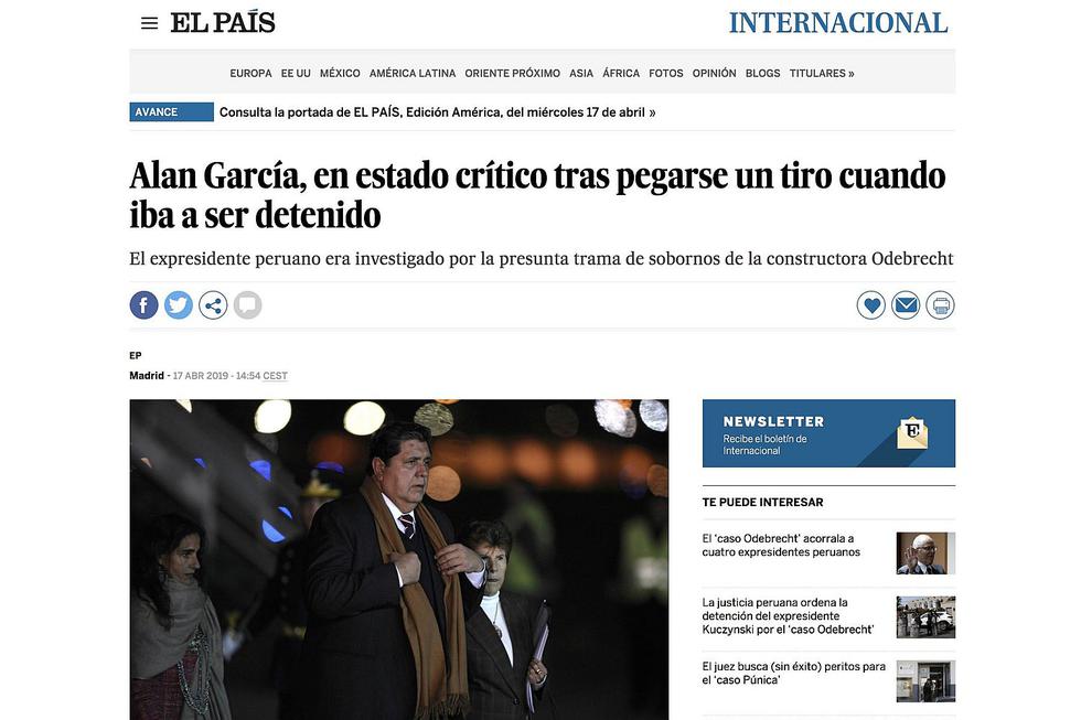 Así informa la prensa internacional sobre el estado de Alan García tras dispararse (FOTOS)