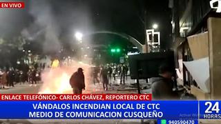 Cusco: vándalos atacan canal de televisión CTC y saquearon tiendas de centro comercial