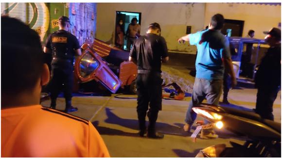 Accidente de tránsito se registró en la calle San Miguel, a unas cuadras de la Plaza de Armas del Centro Poblado Chequén. (Fotos: Cortesía)