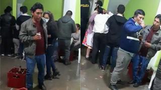 PNP llega a intervenir fiesta e infractores se apresuran a libar para que no les quiten la cerveza