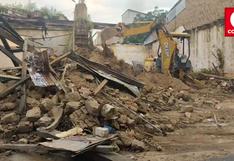 Demuelen vivienda declarada en alto riesgo por lluvias en el centro de Huancayo (VIDEO) 