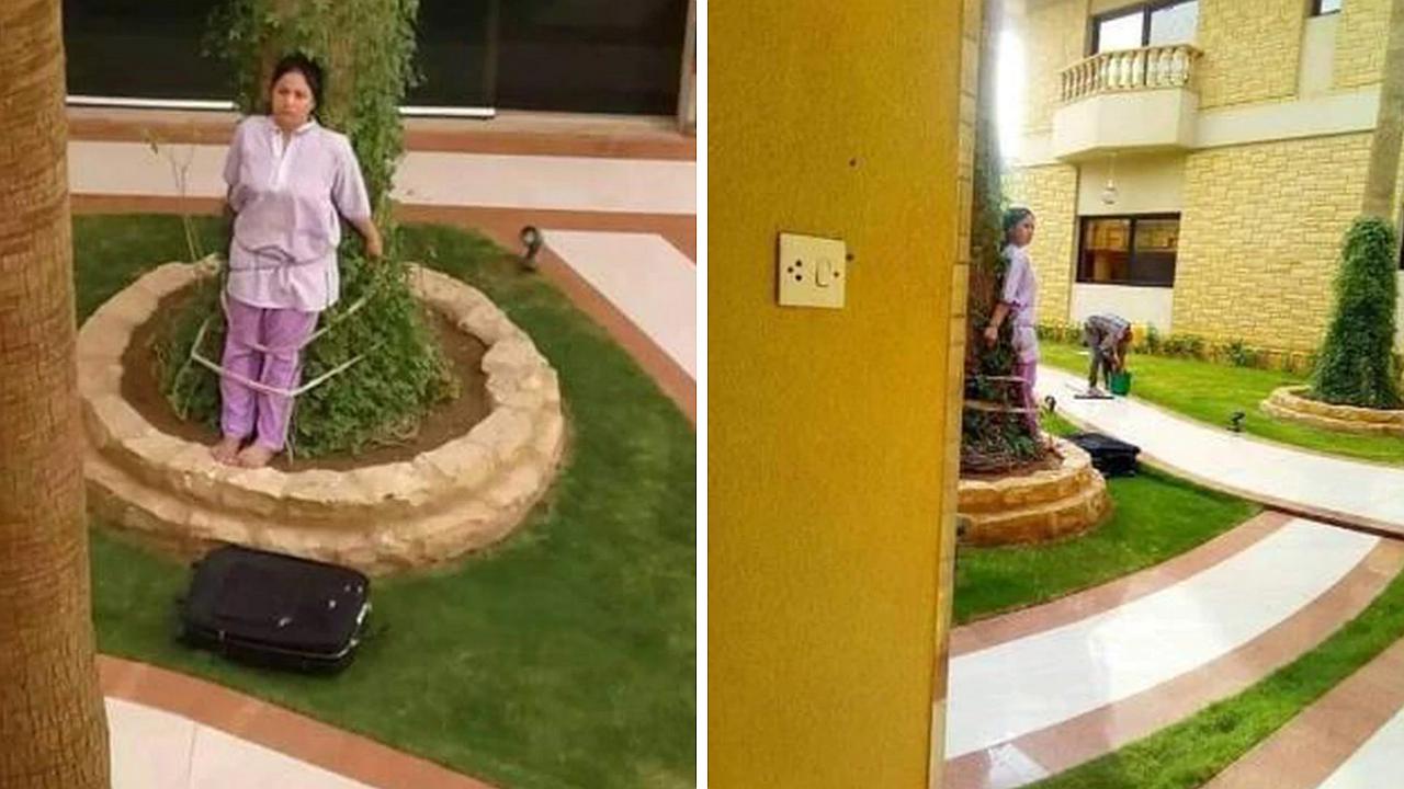Empleada doméstica fue atada a un árbol como escarmiento por dejar un mueble bajo el sol (FOTOS)