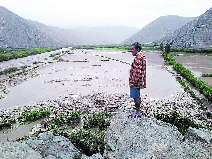 Río arrasa 75 hectáreas de arroz en Quilca