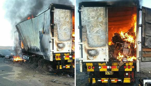 Áncash: Camión cargado de papel se incendia en Huarmey (VIDEO) 