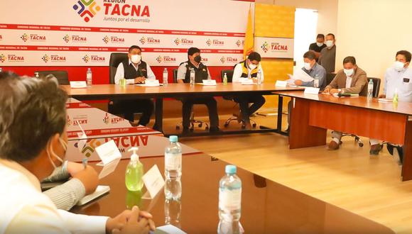 Autoridades participaron en reunión en la sede del Gobierno Regional de Tacna a convocatoria de su titular. (Foto: Difusión)