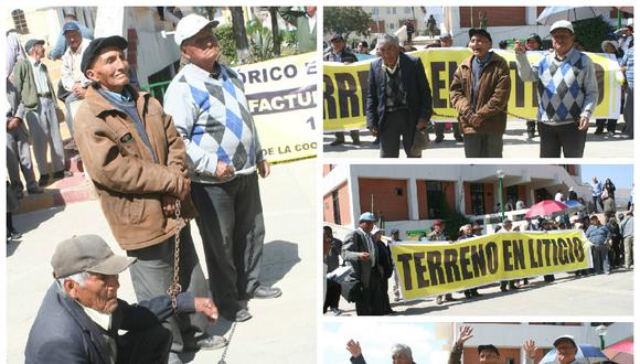 Ancianos se encadenan frente a Municipalidad de Huancayo 