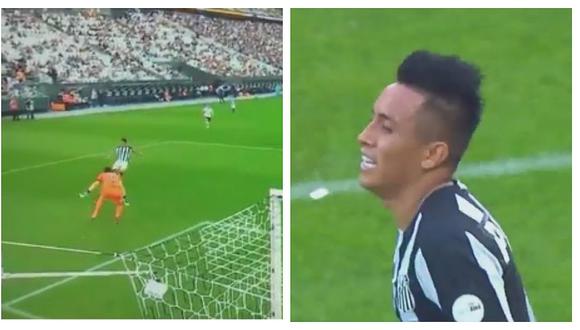 Christian Cueva falló gol que pudo ser de la victoria del Santos sobre Corinthians (VIDEO)