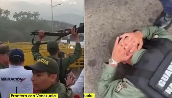 Momento en que militares venezolanos desertan y cruzan la frontera (VIDEOS)