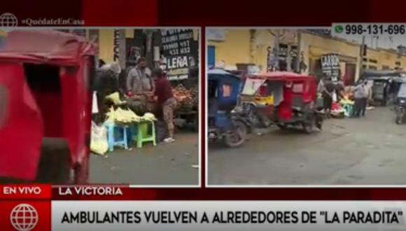 Vendedores ambulantes han tomado más de 18 cuadras en los alrededores de 'La Paradita'. (Foto captura: América Noticias)