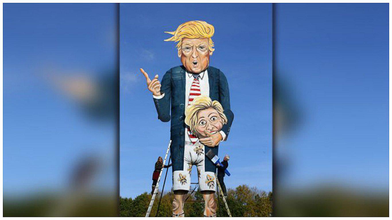 Inglaterra: Quemarán imagen de Donald Trump de 11 metros que sostiene cabeza de Hillary Clinton