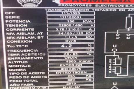 PET recibió transformadores que no reúnen las características técnicas