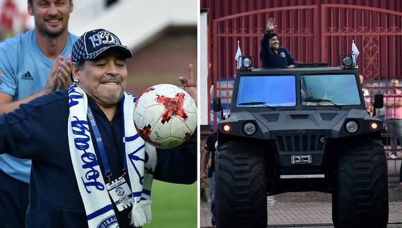 Diego Maradona presume imponente tanque en Bielorrusia (FOTOS Y VÍDEO)