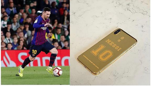 ​Lionel Messi tiene un iPhone de oro con la inscripción de su nombre, Antonella y tres hijos (FOTOS)