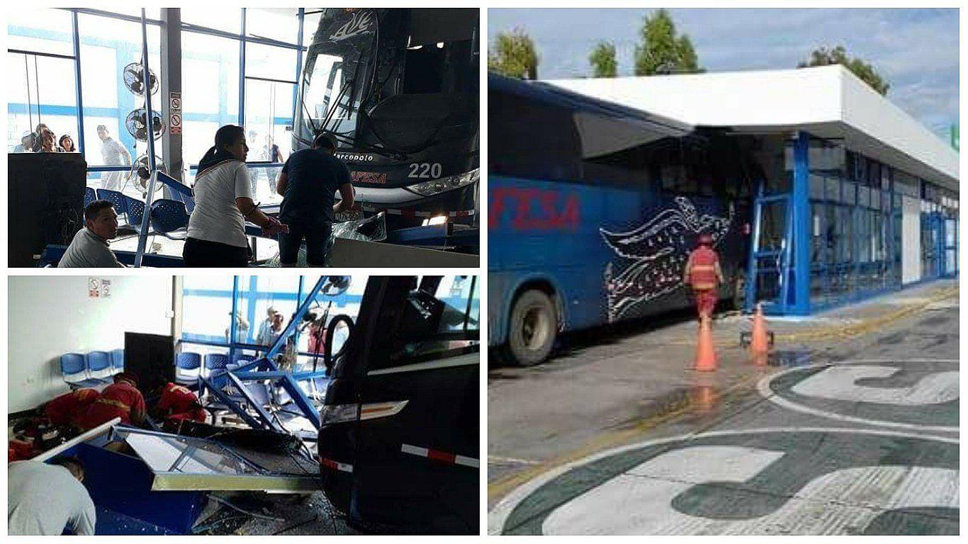 Ómnibus de Emtrafesa se estrella en su paradero y deja tres heridos 