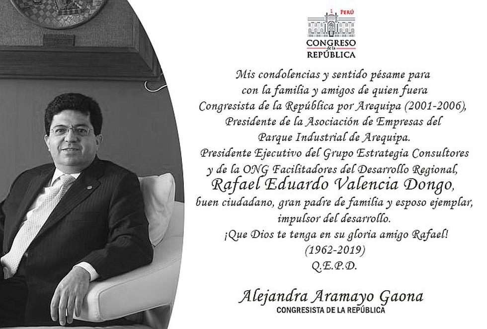 Murió excongresista Rafael Valencia Dongo Cárdenas