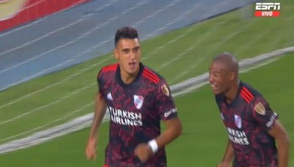 Matías Suárez anotó el 1-0 de River Plate frente a Alianza Lima. Foto: Captura de pantalla de ESPN.