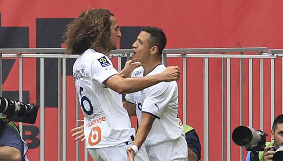 Alexis Sánchez anotó un doblete en Marsella vs. Niza. (Foto: AFP)