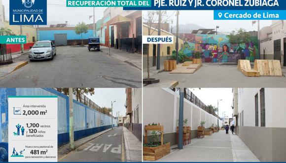 Se trata de 2,000 m2 de espacios públicos intervenidos que ahora cuentan con 1,150 plantas, 20 biohuertos, 19 árboles y 200 m2 de áreas lúdicas y de descanso, los cuales beneficiarán a 1.700 vecinos. (Foto: Municipalidad de Lima)