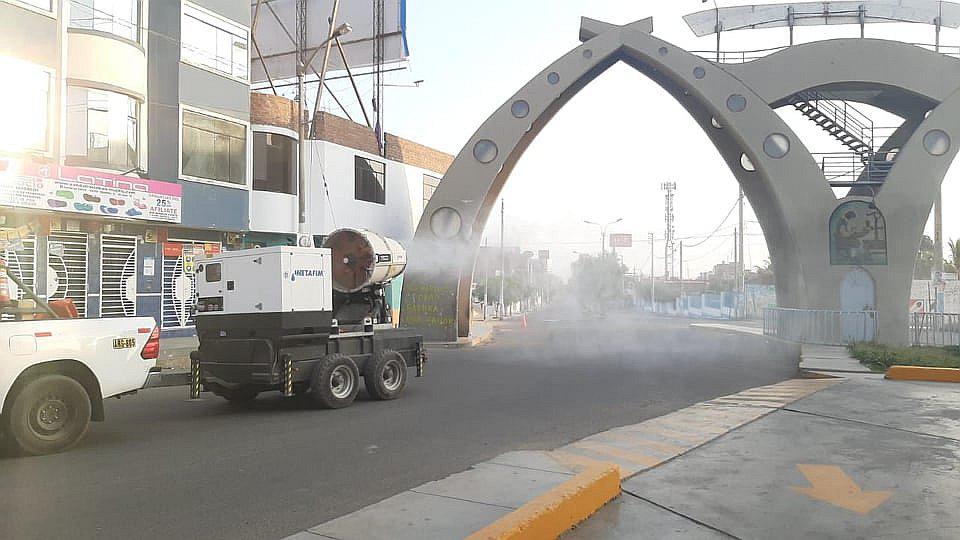 ​Desinfectan calles de El Porvenir para prevenir coronavirus en la población