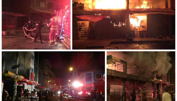 Vea las imágenes del incendio que consumió puestos de frutas en Huancayo (VIDEO)