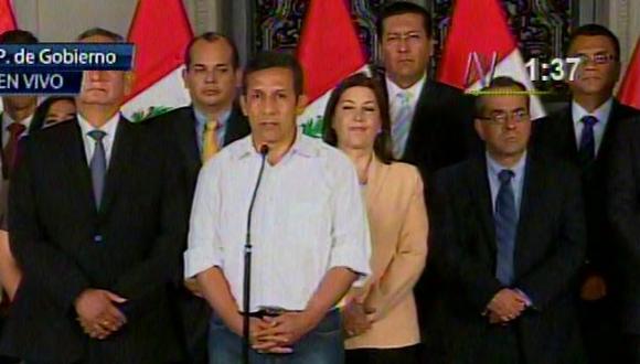 Humala solicita al Congreso expresar de manera clara voto de confianza a Gabinete