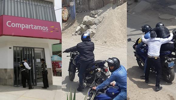 Ate: Delincuentes encapuchados roban 10 mil soles a una financiera en Huaycán