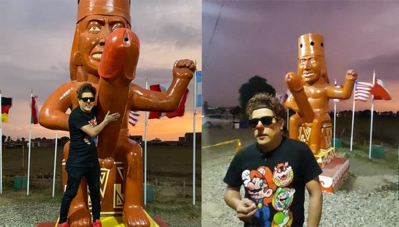El artista que es es muy querido en redes sociales lanzó su “gaaaa” desde la escultura de más de tres metros.
