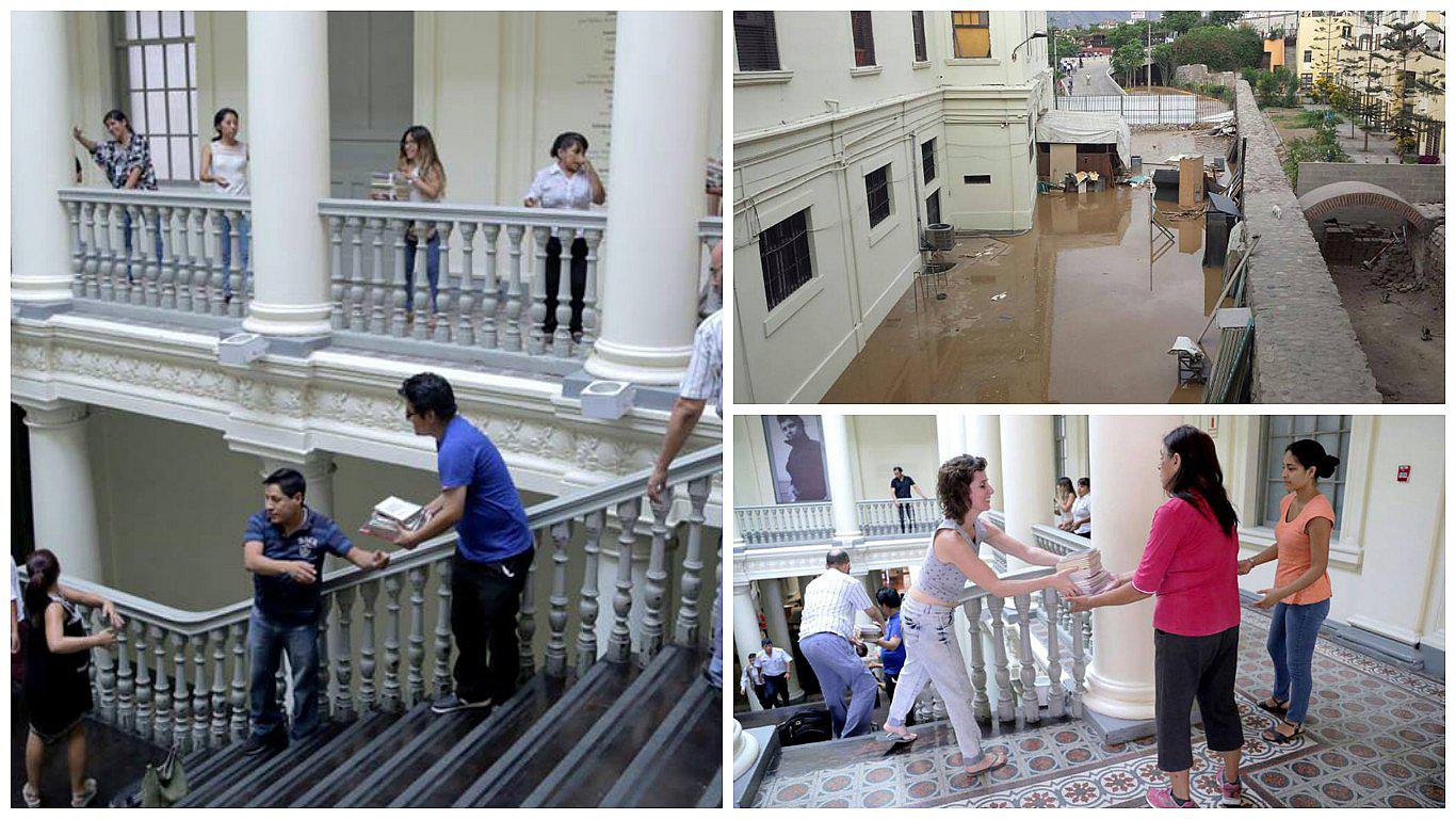 Casa de la Literatura: libros fueron rescatados tras desborde del río Rímac (VIDEO)