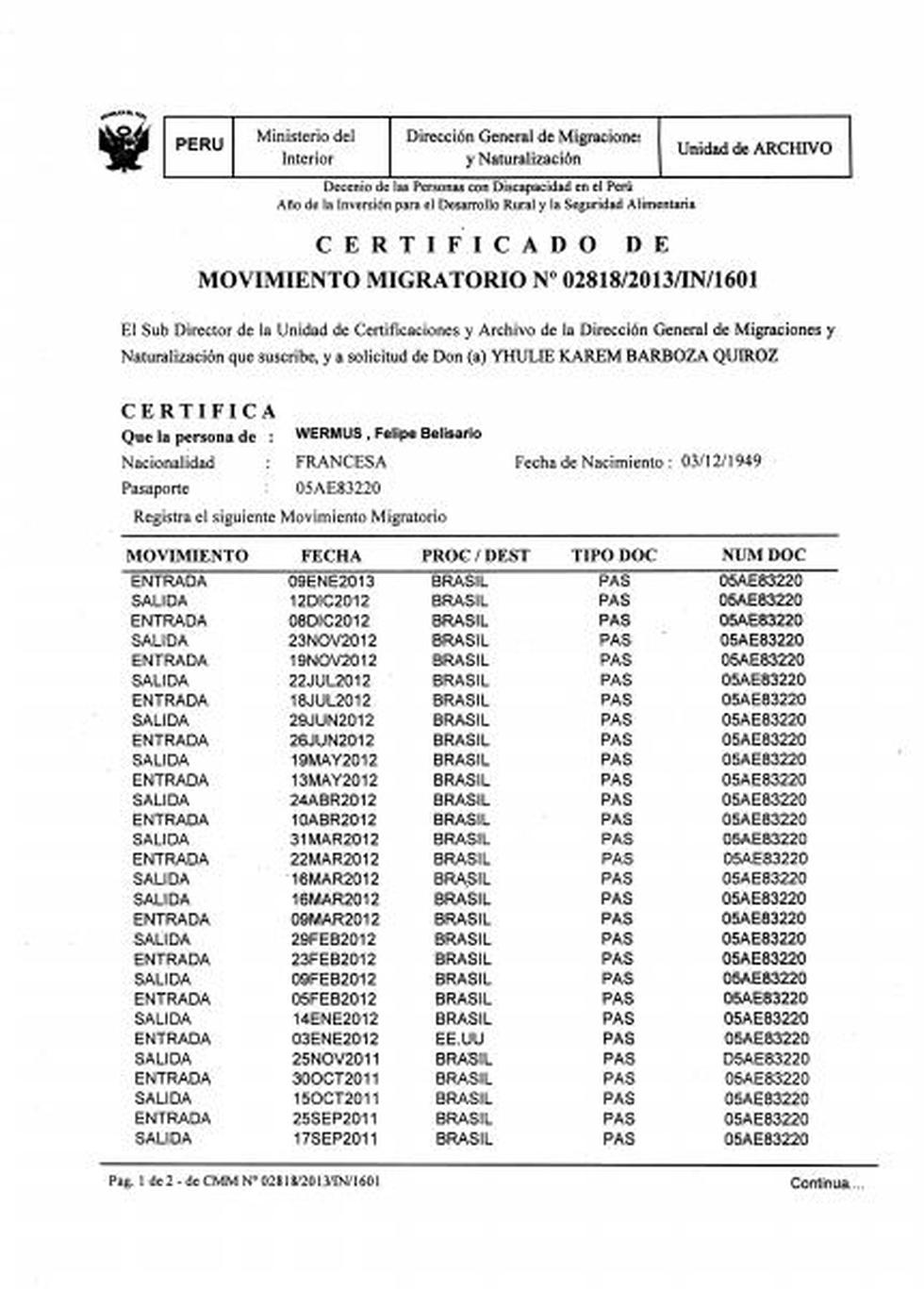 Luis Favre ingresó al Perú como turista