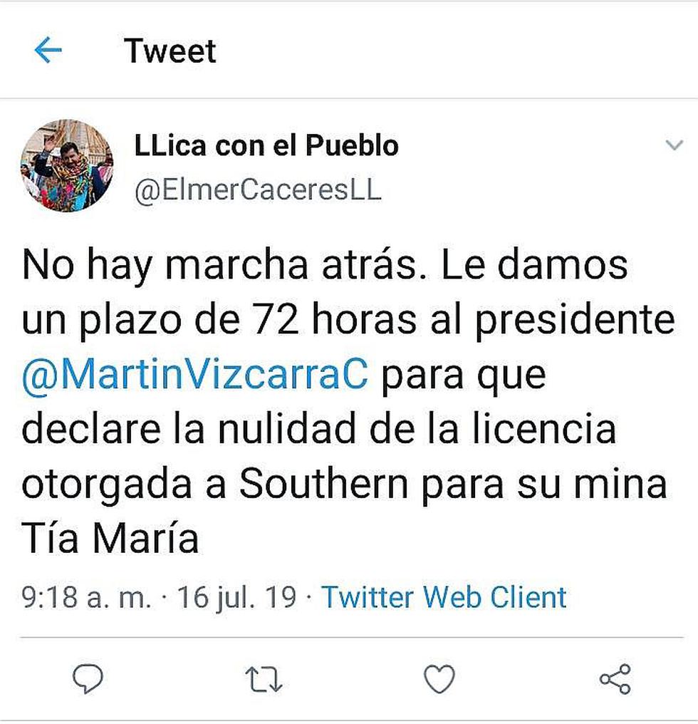 Gobernador de Arequipa le da 72 horas al gobierno para anular licencia de construcción de Tía María (FOTOS)