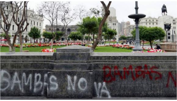Plaza San Martín: Denunciarán penalmente a autores de pintas en muros y pisos (VIDEO)
