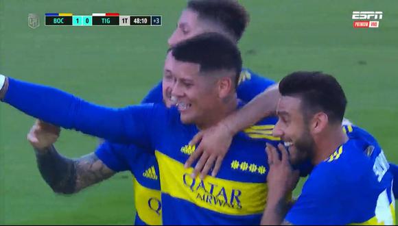 Marcos Rojo anotó el 1-0 del Boca Juniors vs. Tigre. (Foto: Captura ESPN)