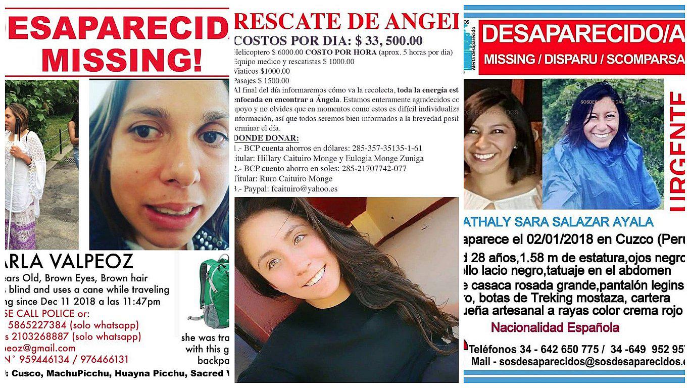Dos turistas y una exploradora desaparecidas en Cusco (FOTOS)