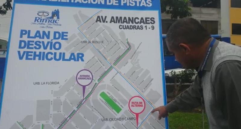 Rímac: Inician plan de desvíos en avenida Amancaes