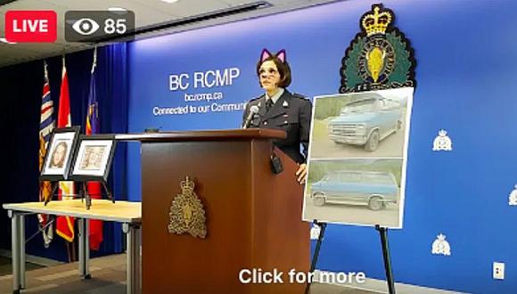 La policía canadiense brinda conferencia de asesinato con filtro de gatos de Facebook Live