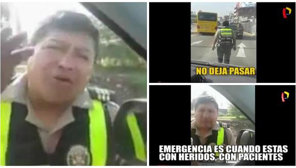 ​Facebook: policía criticado tras impedir pasar a ambulancia por vía del Metropolitano (VIDEO)
