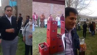 Militantes y precandidatos de “Caminemos Juntos”  celebran con aglomeración y cerveza en Huancayo (VIDEO)