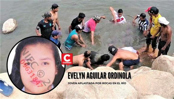 Más de dos horas demoraron los policías y pobladores para rescatar el cuerpo de la infortunada mujer de las aguas del río.