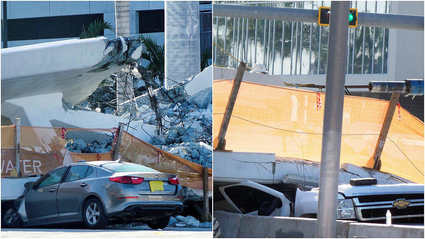 Video del preciso momento en el que puente de Miami se derrumba (VIDEO)
