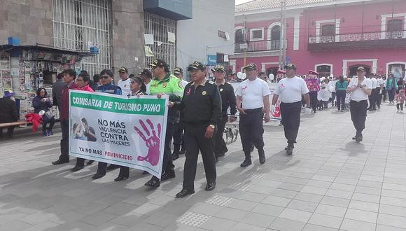 Policías y militares realizaron marcha buscando sensibilizar a población de Puno