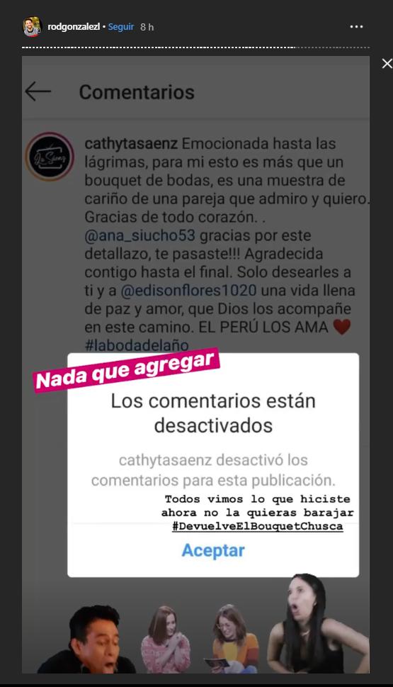 Rodrigo González a Cathy Sáenz: “Devuelve el bouquet, chusca”