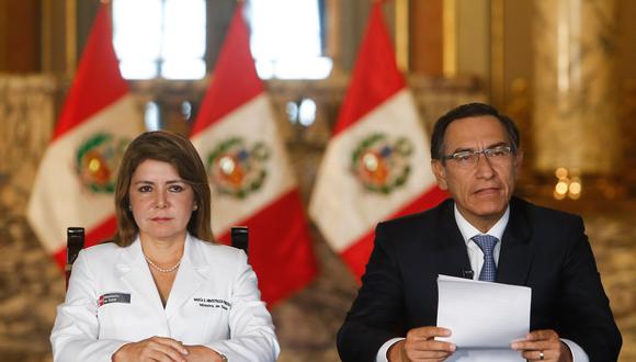 AME1611. LIMA (PERÚ), El presidente y la exministra de Salud, Elizabeth Hinostroza, anunciando el primer caso de COVID-19 en Perú. EFE/ PRESIDENCIA PERÚ SOLO USO EDITORIAL/NO VENTAS
